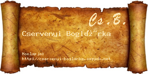 Cservenyi Boglárka névjegykártya